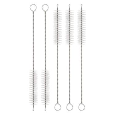 Imagem de HARFINGTON Conjunto de escovas de limpeza de palha, aço inoxidável 304 de comprimento e cerdas de nylon para garrafa de água, tubos de copo de canudo de silicone, branco (diâmetro externo de 12 mm