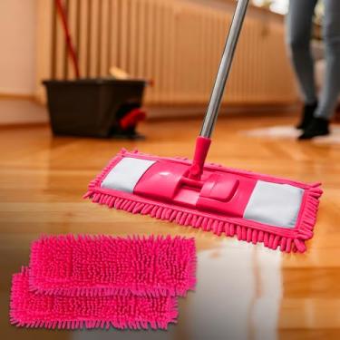 Imagem de Almofadas de esfregão reutilizáveis – 2 pacotes de panos de limpeza úmidos e secos para esfregão Swiffer de 38 cm para limpeza de piso multiuso, rosered