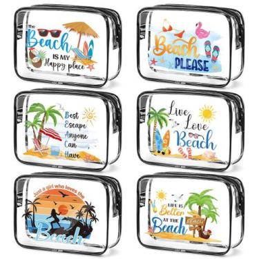 Imagem de Estojos de cosméticos SEAOYOZO 6 bolsas de maquiagem de praia transpar