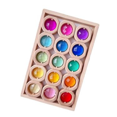 Imagem de menolana Blocos de construção de arco-íris, brinquedos sensoriais, meia de acrílico de madeira, brinquedo empilhável, brinquedo educacional de aprendizagem