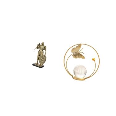 Imagem de Fenteer Escultura Abstrata de Cavaleiro Nórdico em Resina com Bola de Cristal E Suporte de Metal. Ornamento Artístico para Mesa, Armário, Escritório, Centro D