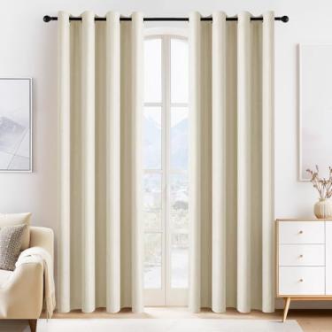Imagem de PONY DANCE Cortinas blecaute bege 203 cm de comprimento, conjunto de 2 painéis, cortinas de armário com ilhós sólidos com isolamento térmico para porta de armário de quarto, cortinas divisórias de