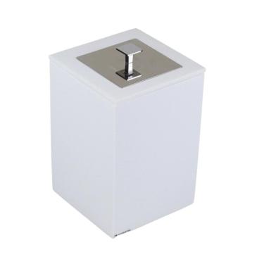 Imagem de Lixeira Quadrada Vazada com Tampa 5,5L em Resina Branco