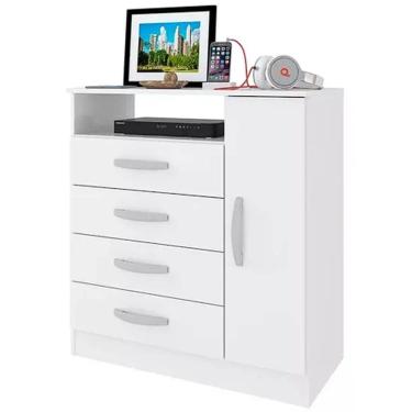 Imagem de Cômoda Sapateira Delta 4 Gavetas 1 Porta Atualle Cor Branco