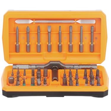 Imagem de Conjunto de chaves de fenda catraca magnética 43 em 1, chave de fenda magnética multibrocas com alça catraca destacável de 58 dentes e 40 brocas de aço S2, kit de ferramentas de reparo de precisão