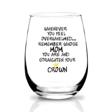 Imagem de LUKGOSHP Presente para mãe da filha, presentes para mãe, quando você se sentir sobrecarregado... Endireite sua coroa, Natal, aniversário, presentes de dia das mães para a taça de vinho da mamãe