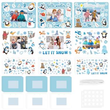 Imagem de Sereliy 24 porta-retratos de inverno, artesanato, papel, inverno, faça você mesmo, porta-fotos, pinguim, boneco de neve, floco de neve, decoração para atividades de jogos (inverno)