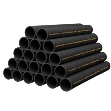 Imagem de Conjunto 20 Barra Eletroduto 1/2pol 1 Metro Pvc Antichamas (Preto)