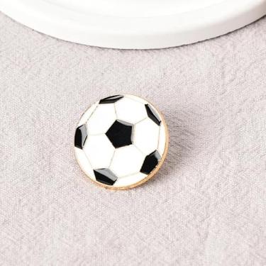 Imagem de Generic Broche de lapela de futebol preto e branco para homens e mulheres, broches unissex modernos para mochilas, chapéus, jaquetas letterman, lembrancinhas de festa de futebol, acessórios esportivos