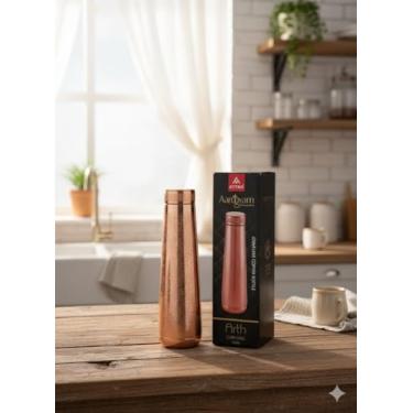 Imagem de Attro Garrafa de água de cobre Aarogyam Back To the Roots - Acabamento esculpido 1000 ml (1L)-Designer Joint-less