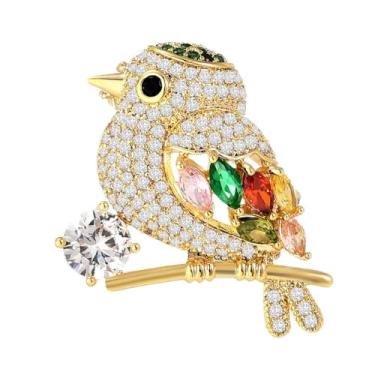 Imagem de Generic Alfinete de colar de terno liga temperamento completo strass magpie pássaro broche estilo coreano feminino (pássaro magpie)