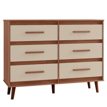 Imagem de Comoda 6 Gavetas 120 cm Mila Mobbs - Moblis Móveis, Savana Off White