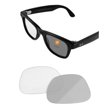 Imagem de Lentes de substituição de transição para Ray-Ban Meta Wayfarer RW4006 e Gen 2 RW4012 Regular (50-22), lentes inteligentes transparentes a cinza para homens e mulheres, resistentes a arranhões e