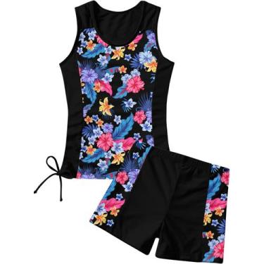 Imagem de Maiô RAISEVERN Girls Tankini Tropical Floral Tamanho 10