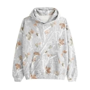 Imagem de Moletom feminino com capuz Ogfao Camo Maple Leaf, de lã leve