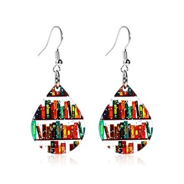 Imagem de Estante clássica de resina empilhada de livros, brincos pendentes de acrílico para mulheres, meninas, bibliotecárias criativas, professores joias de formatura, Acrílico Resina, resina