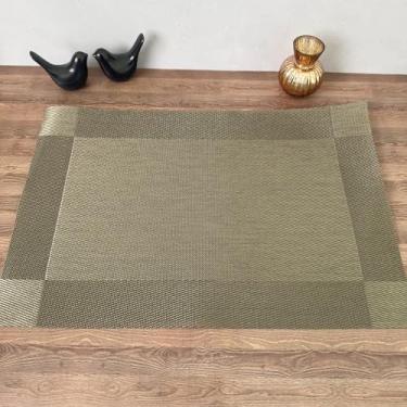 Imagem de Jogo Americano Retangular PVC Trama Lavável Flexível Mesa Posta PVC 45x30cm Descanso de Prato (4, MARROM ESVERDEADO)