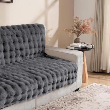 Imagem de Snugglesinto Capa de cama de cachorro à prova d'água, cobertor macio de pelúcia com parte traseira antiderrapante para cama, sofá, protetor de móveis para cães e gatos (bolha cinza nobre, 132 x 208 cm