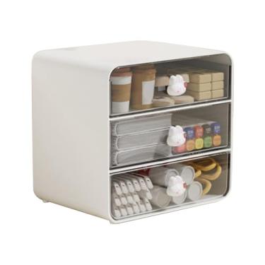 Imagem de Estink Gavetas de Armazenamento de Mesa Organizador de Maquiagem Estacionário de Plástico Com Gavetas, Tamanho Compacto de Armazenamento de Cosméticos de Bancada para Dormitório (Grande Coelho Branco)