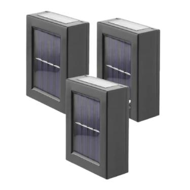 Imagem de Luminária de parede de jardim ultrafina com LED, alimentada por energia solar e com duas fontes de luz, com suporte(3 pçs)