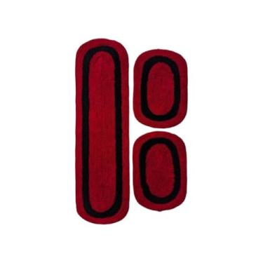 Imagem de Jogo de Tapete de Cozinha，Malha Gel Cozinha Antiderrapante e Durável Suave Ao Toque(Vermelho/Preto)