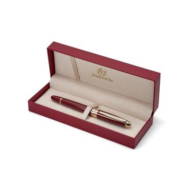 Imagem de Massete Caneta esferográfica Venero Executive Classic Luxutive, vermelho brilhante com acabamento banhado a ouro 23K, tampa removível, gravável, apresentada em caixa de presente, refil extra incluído