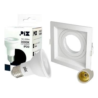 Imagem de Kit Spot Recuado Par20 Branco + Lâmpada Led 7W 3000K Pix