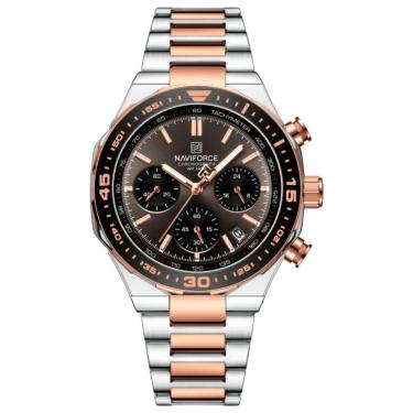 Imagem de Relógio De Quartzo Masculino Com Pulseira De Aço Inoxidável Esportivo Impermeável Prata Rose
