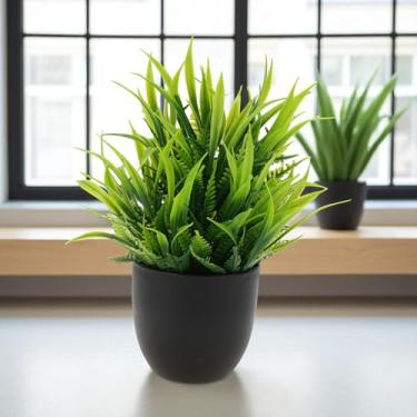 Imagem de Generic 1 peça de plantas artificiais arranjo de grama artificial verde plástico 4 x 4 x 19 cm