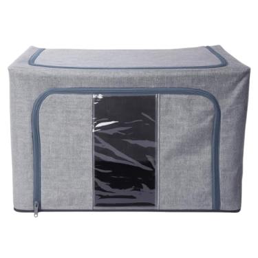 Imagem de Caixa Organizadora Dobrável com Visor Transparente, Material Tecido, para Roupas, Objetos e Acessórios, Proteção Contra Poeira Umidade, Multiúso P/Armário (1 Unidade - Caixa Organizadora)