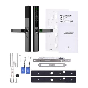 Imagem de AUNMAS Fechadura Inteligente de Impressão Digital de Entrada Sem Chave Com Teclado de Alça, Fechadura de Porta de Segurança Multifuncional para Portas (Preto)