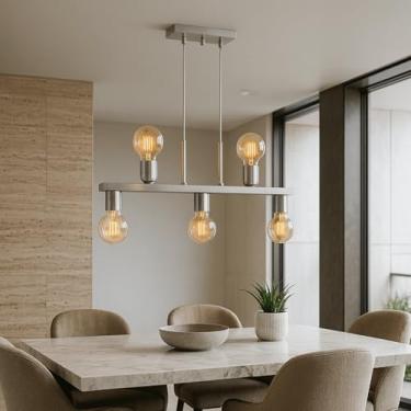 Imagem de Luminária de Teto Lustre Pendente Tugson 5 Lâmpadas Industrial (Estilo Jabuticaba) (Verniz)