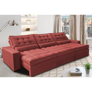 Imagem de Sofá Retrátil E Reclinável 3,82m Com Molas Ensacadas Cama Inbox Gold Tecido Suede Velusoft Vermelho