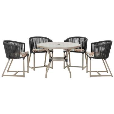 Imagem de Mesa Com 4 Cadeiras E Noronha Estofado 6 Trama Original Preto