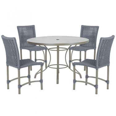 Imagem de Mesa Ascoli 4 Cadeiras Cannes De Alumínio Fendi Trama Prata