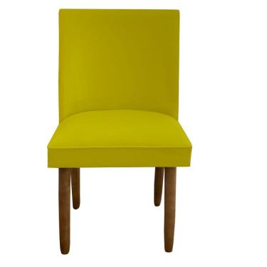 Imagem de Cadeira Para Sala De Jantar Tóquio Pés Palito Suede Amarelo D'classe Decor