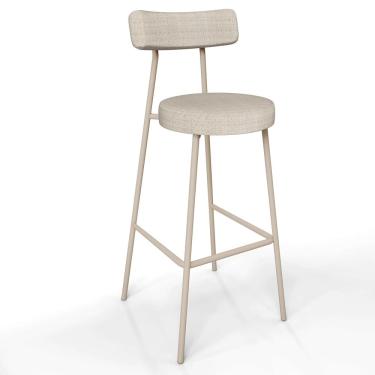 Imagem de Banqueta Alta Bar Cozinha Sala de Jantar Aço Milão Arena L02 Linho Palha - Lyam Decor