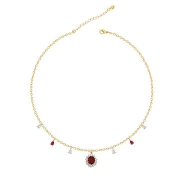 Imagem de ternotito Colar de corrente de ouro 18K delicado com pingente de zircão ajustável corrente de ouro, Banhado a ouro, Zircão