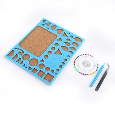 Imagem de Conjunto de ferramentas de quilling Kit de artesanato de papel DIY 4 PCS Placa de modelo de pinça de agulha com fenda para arte de quilling Plástico madeira macia azul branco rosa (Azul)
