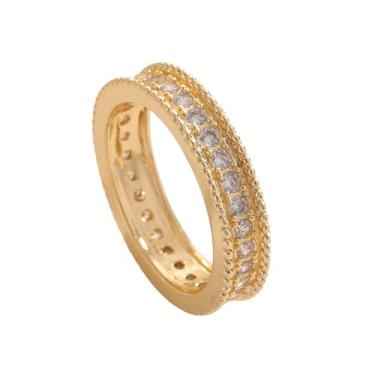 Imagem de Aliança de casamento com pingente de zircônia cúbica banhada a ouro 18K para mulheres, Metal, Zircônia cúbica