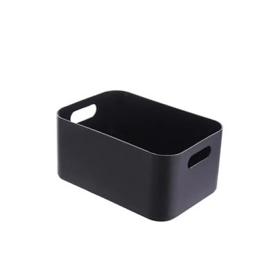 Imagem de Organizador de Mesa Plástico, Cesta de Armazenamento Multifuncional para Banheiro e Cozinha, Preto, 15 x 10 x 12 cm, Design Autoportante com Alças