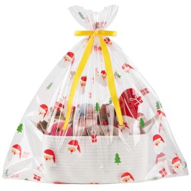 Imagem de OIAHOMY Linda cesta de tecido com sacos de presente e fitas, cesta de presente vazia para chás de bebê, aniversário, berçário com alças para quarto de bebê, sala de estar, caixas de brinquedos para