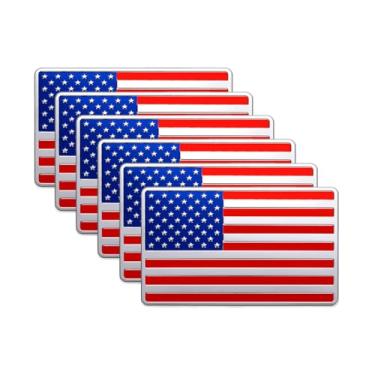 Imagem de Tuxihapp Adesivo de metal 3D com bandeira americana, decalque de emblema automotivo em relevo, adesivo de decoração de para-choque de veículo com bandeira patriótica dos EUA para trailer, SUV, barco