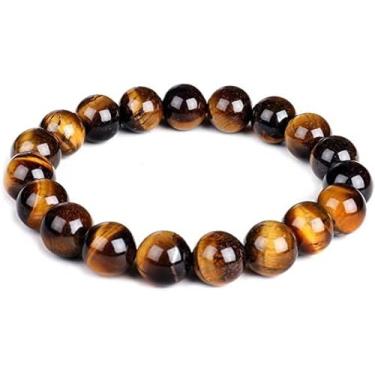 Imagem de Pulseira artesanal de pedra preciosa semipreciosa olho de tigre - contas redondas de 6 mm, design elástico, estilo unissex para proteção e confiança, One Size, Pedra preciosa, Sem Pedra Preciosa
