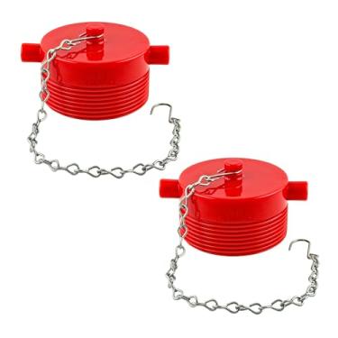 Imagem de 1,5 NST Copos de balancim de mangueira de incêndio macho com corrente, tampas de plástico vermelho para válvulas de tubo vertical e conexões do corpo de bombeiros, compatível com tomadas fêmeas 1,5 NH