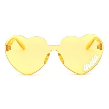 Imagem de Sorority Shop Óculos de sol Kappa Alpha Theta — Óculos de sol em forma de coração estampados com logotipo KAT, óculos de sol de irmandade grega para presentes de irmandade grande