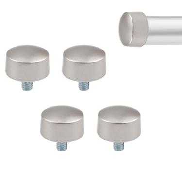 Imagem de UFURMATE 4 peças de acabamentos de cortina, acabamentos de haste de cortina redonda com parafusos plástico cilíndrico substituição tampas de cabeça decorativas para haste de 19 mm de diâmetro (prata)