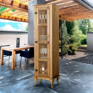 Imagem de Cristaleira Torre 1 Porta De Vidro Madeira Maciça Rústica