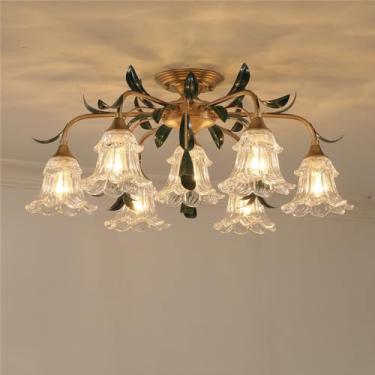 Imagem de Luminária de teto estilo pastoral americano, criatividade francesa, para sala de estar, restaurante, quarto, escritório, casa de campo, café, loja de roupas, decoração em LED, luminária em f