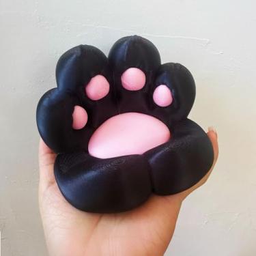 Imagem de Suporte de celular com desenho animado de pata de gato para decoração de escritório em casa, telefones de mesa, tablet, suporte preguiçoso, 10 x 6,5 cm (preto)